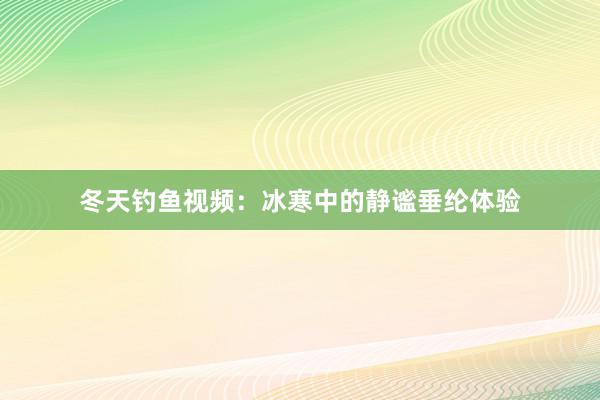 冬天钓鱼视频：冰寒中的静谧垂纶体验